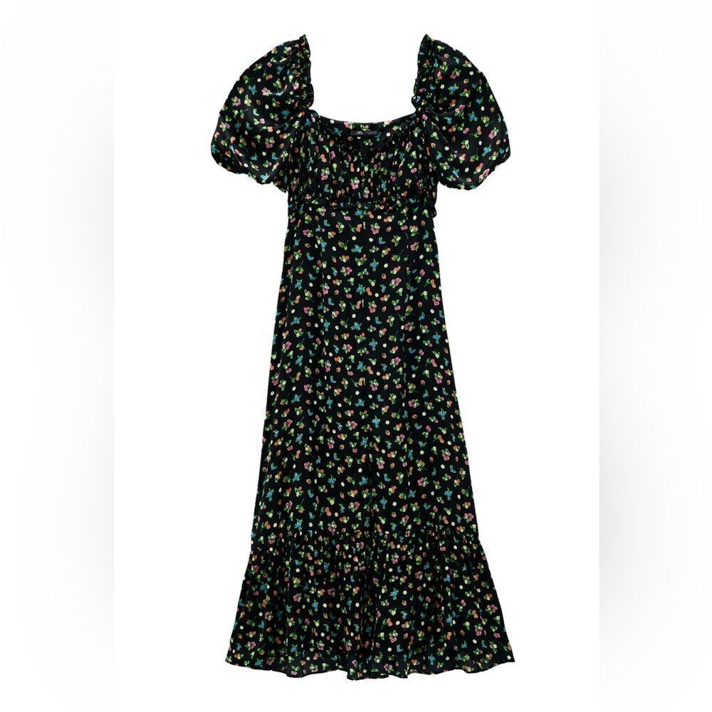 ZARA SATIN EFFECT FLORAL PRINT DRESS - Picture 3 of 4